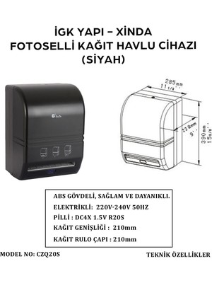 Xinda Igk Yapı – Fotoselli Siyah Kağıt Havlu Makinesi (CZQ20-S)