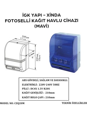 Xinda Igk Yapı – Fotoselli Mavi Kağıt Havlu Makinesi (CZQ20-M)