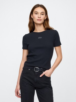 Gap Kadın Siyah Gap Logo Modern Crop T-Shirt