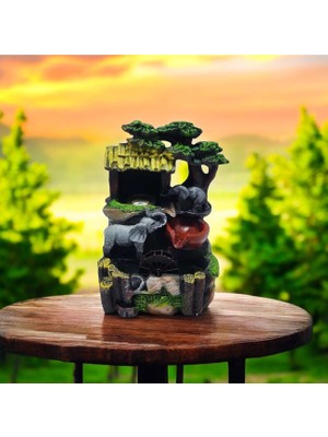 Dekoratif Fil Tasarımlı Renkli LED Işıklı Su Şelalesi