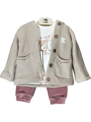 Bibaby Organik Yeni Sezon 03-06 Ay Geyik Desenli 3'lü Set