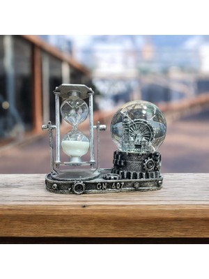 Big Beng Saat Kulesi Işıklı Sulu Kar Küreli Kum Saati Hediyelik Kum Saati