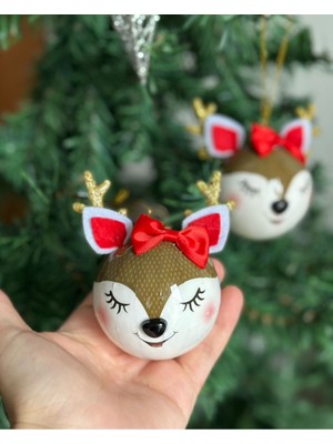 Tekno Trust Koleksiyonluk Ithal Lüks Sevimli Altın Simli Boynuzlu Geyik Yılbaşı Geyiği Çam Ağacı Topu Ağaç Süsü