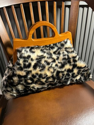 Jophiel Cassiel - Leopar, Leopar Çanta, Ahşap Burslu Portföy Çanta, Clutch, El Çantası, Kadın Çanta, Çanta