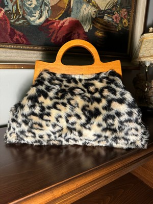 Jophiel Cassiel - Leopar, Leopar Çanta, Ahşap Burslu Portföy Çanta, Clutch, El Çantası, Kadın Çanta, Çanta