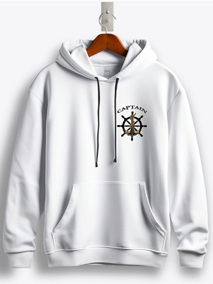 MGAX Denizci Captain Arma Baskılı Kapüşonlu Sweatshirt