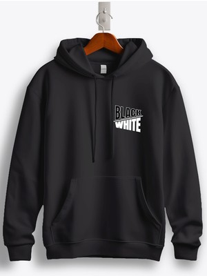 MGAX Black White Arma Baskılı Kapüşonlu Sweatshirt