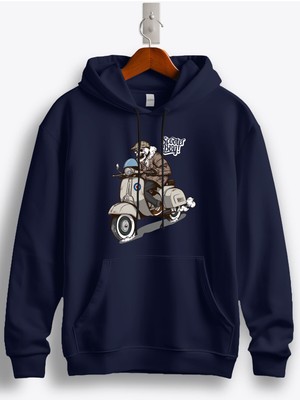 MGAX Scooter Boy Skull Baskılı Kapüşonlu Sweatshirt