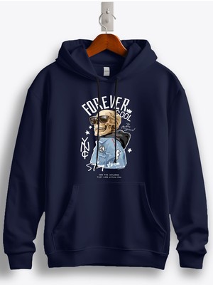 MGAX Forever Cool Skull Baskılı Kapüşonlu Sweatshirt