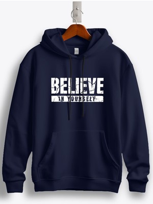 MGAX Believe In Yourself Baskılı Kapüşonlu Sweatshirt