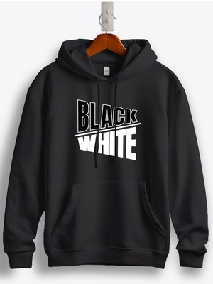 MGAX Black White Baskılı Kapüşonlu Sweatshirt
