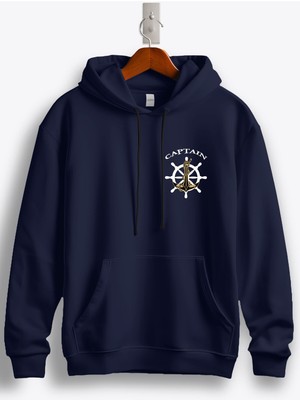 MGAX Denizci Captain Arma Baskılı Kapüşonlu Sweatshirt