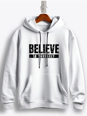 MGAX Believe In Yourself Baskılı Kapüşonlu Sweatshirt