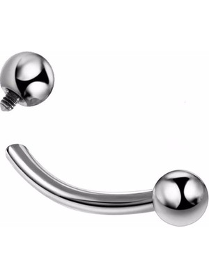 Market66 12 mm Eğik Gri Kaş Piercing Çift Toplu Piercing Çelik Dudak Kıkırdak Helix Tragus Küpe