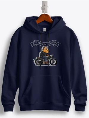 MGAX Teddy Bear Vintage Rider Baskılı Kapüşonlu Sweatshirt