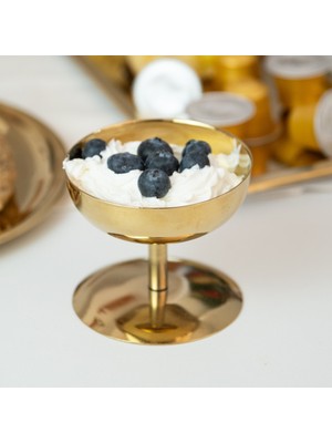 Beige & Stone Gold Yüksek Ayaklı 8 Cm Dondurma Lokum Tatlı Kahvaltılık Sunum Kase