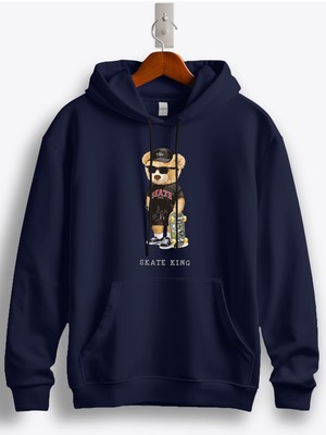 MGAX Teddy Bear Skate King Baskılı Kapüşonlu Sweatshirt