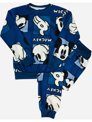 Arya Nisa Kids Erkek Çocuk 2 Iplikli Pamuklu Likralı Mickey Mouse Karakterli  Lacivert Uzun Kollu Eşofman Takım