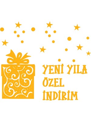 Tekno Trust Hediye Paketi Yıldız Kar Taneleri ve Yeni Yıla Özel Indirim Yazısı Yılbaşı Süslemeleri - Sarı