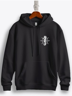 MGAX Deniz Atı (Sea Horse) Arma Baskılı Kapüşonlu Sweatshirt