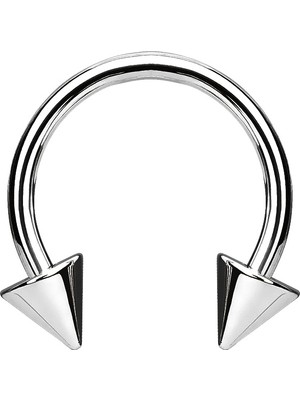 Market66 10MM Gri At Nalı Sivri Uç Piercing Unisex Çelik Takı Dudak Kıkırdak Septum Küpe