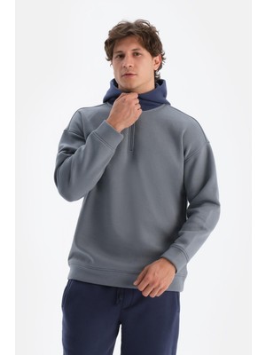 Indigo Erkek Kapişonlu Içi Şardonlu Sweatshırt