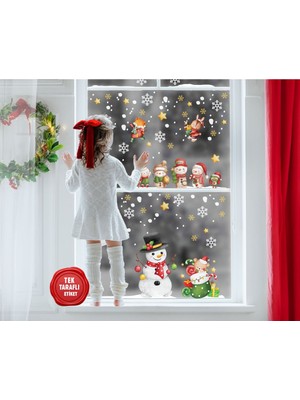 Tekno Trust Yılbaşı Çocuk Bebek Odası Sticker, Kardan Adamlar ve Sevimli Hayvanlar Kış Konsepti 60X29