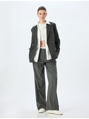 Koton Çift Bel Detaylı Cepli Pile Detaylı Geniş Paça Kumaş Pantolon