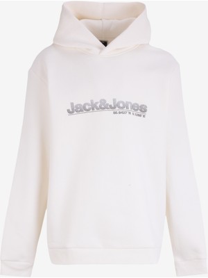 Jack & Jones Kapüşon Yaka Beyaz Erkek Sweatshırt 12262228_Jcopuff Sweat Hood