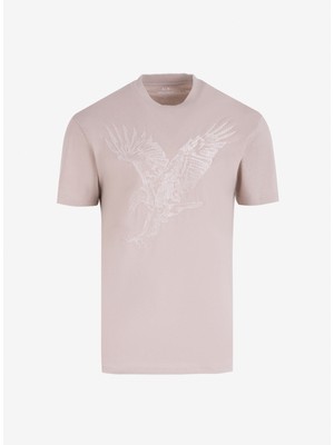 Armani Exchange Bisiklet Yaka Baskılı Bej Erkek T-Shirt 6dztad ZJ9TZ 17AB