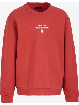 Jack & Jones Bisiklet Yaka Kırmızı Erkek Sweatshırt Exc 12275179_JPRBLAYOUR Sweat Crew