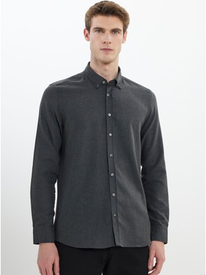 Altınyıldız Classics Slim Fit Düğmeli Yaka Antrasit Erkek Gömlek ACE202510303_GÖMLEK Par Dy