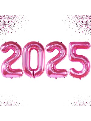 Tekno Trust Yeni Yıl Büyükpembe 2025 Balonları 40 Inç Mutlu Yıllar Süslemeleri Yılbaşı Arifesi Parti Malzemeler