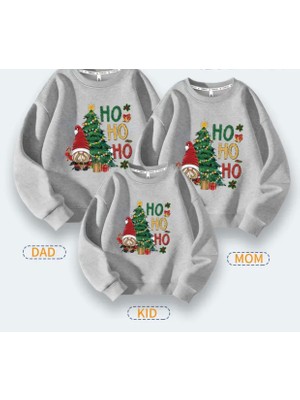 Kids Face Özel Tasarım Bisiklet Yaka Noel Baba Ho Ho Ho Yılbaşı Baskılı Aile Kombini Sweatshırt. 1 Adet Fiyatıdır