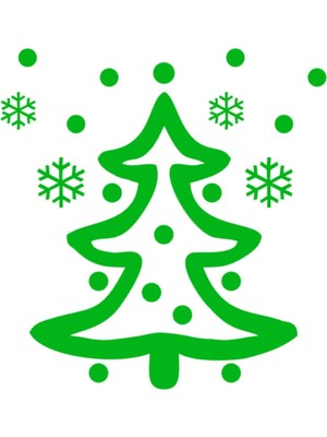 Tekno Trust Yeşil Oval Süslemeli Yılbaşı Ağacı Sticker Çıkartma 47X50CM -