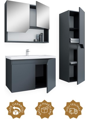 Teta Home Napoli 80 cm Mdf Banyo Dolabı Seti + Boy Dolabı