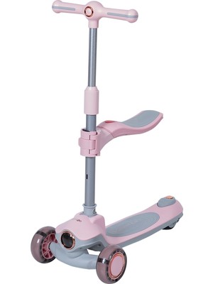 Prego Sidney Pembe Scooter 1-12 Yaş Arası Çocuklar İçin Ayarlanabilir Yükseklik ve Kaymaz Sap