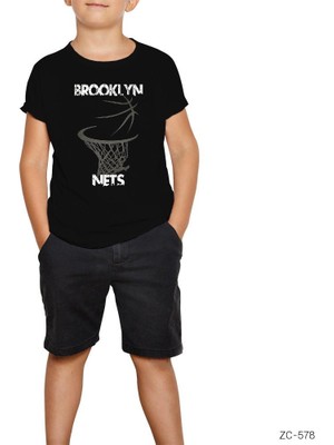 Z zepplin Brooklyn Nets Basket Siyah Çocuk T-Shirt