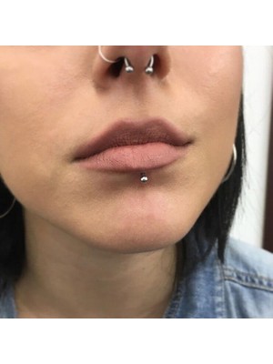 Market66 Siyah Labret Tek Toplu Düz Piercing Cerrahi Çelik Dudak Kıkırdak Helix Tragus Kaş Küpe