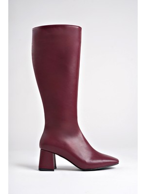 Muggo Karoline Garantili Küt Burun Yandan Fermuarlı Topuklu Kadın Çizme