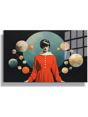 Miyrem Premium^# Glass Art- Vintage-Retro-Popart Tablo Serisi Cam Tablo-Gezegen- 65