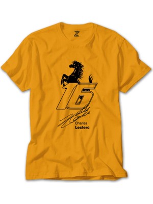 Z zepplin F1 Charles Leclerc Ferrari Sarı T-Shirt