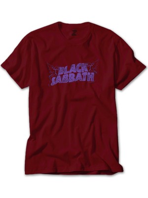 Z zepplin Black Sabbath Purple Logo Kırmızı Tişört