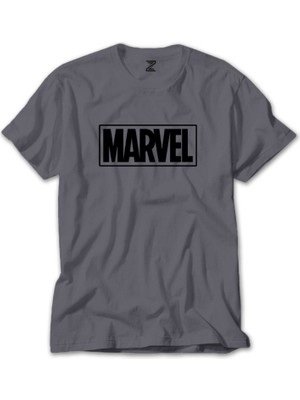 Marvel Logo Gri Tişört