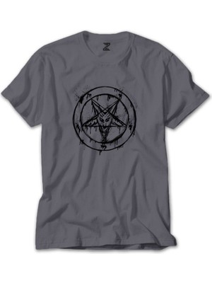 Pentagram Splash Gri Tişört