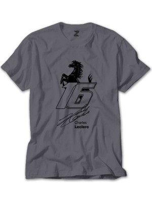 F1 Charles Leclerc Ferrari Gri Tişört