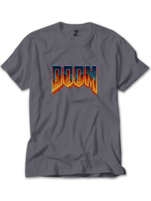 Doom Vintage Gri Tişört