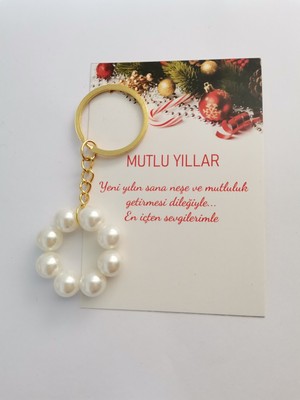 Minik Adımlar Yılbaşı Hediyesi Yeni Yıl Hediye  Inci Halka Anahtarlık Çanta Süsü