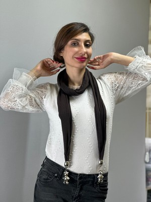 Gönülden Tasarım Fil Uçlu Penye Kadın Fular Aksesuar 170X10 cm