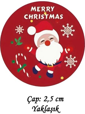 Beyhan Bayhan 80 Adet 2,5 cm Kırmızı Merry Christmas Baskılı Etiket Sticker - Yılbaşı  Paketi Etiketi